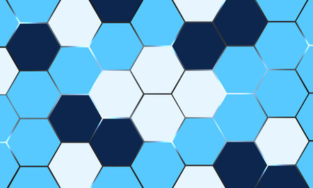 Blue hexagon gaming abstract vector background with blue and white hexagonal shapes. Vector illustrationのイラスト素材