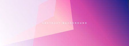 Pastel pink and violet modern abstract wide banner with geometric shapes. Pink gradient abstract...
