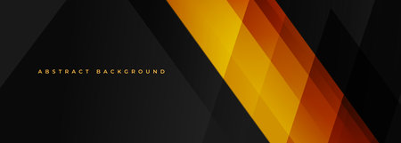 Black and orange modern abstract wide banner with geometric shapes. Black and yellow abstract background. Vector illustrationのイラスト素材