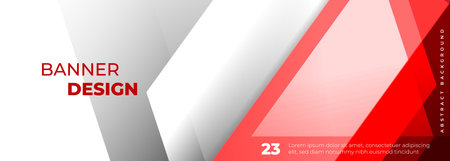 White and red modern abstract banner. White and red wide abstract background with geometric shapes. Vector illustrationのイラスト素材