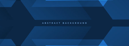 Abstract modern blue banner. Wide dark blue background with futuristic abstract shapes. Vector illustrationのイラスト素材