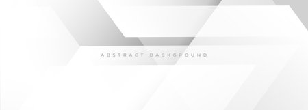 White and grey modern abstract wide banner with geometric shapes. Gray and white abstract background. Vector illustrationのイラスト素材