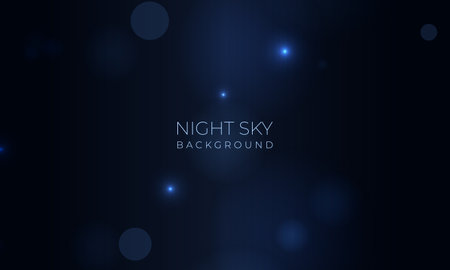 Vector realistic blue night sky with bokeh light effect. Abstract background night starry sky space with blue nebula. Vector illustrationのイラスト素材