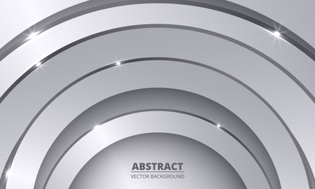 Abstract luxury silver circles line on elegant metallic vector background. Realistic elegant luxury background with silver circles line and elements. Vector illustrationのイラスト素材
