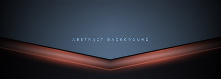 Futuristic gray and orange abstract gaming banner with arrow shapes. Vector illustrationのイラスト素材