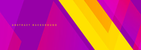 Violet and yellow modern abstract wide banner with geometric shapes. Pink and yellow abstract background. Vector illustrationのイラスト素材