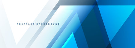 Modern white and blue abstract wide horizontal banner with geometric shapes. Trendy dark blue and white presentation abstract background. Vector illustrationのイラスト素材