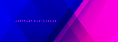 Bright blue and pink abstract modern wide banner. Dark blue and pink abstract background with diagonal geometric shapes. Vector illustrationのイラスト素材