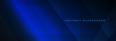 Wide vector dark blue abstract modern banner. Dark abstract background with geometric shapes. Vvector design template.のイラスト素材
