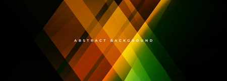 Black modern abstract wide banner with colorful geometric shapes. Black and colored abstract background. Vector illustrationのイラスト素材