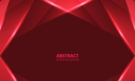 Red abstract background with geometric glowing frame. Vector illustrationのイラスト素材