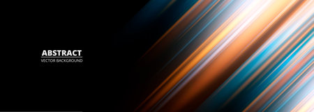 Black abstract background with colored stripes. Modern dark wide abstract banner design. Vector illustrationのイラスト素材