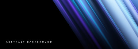 Black vector abstract background with coloured stripes. Wide modern dark abstract banner design.のイラスト素材