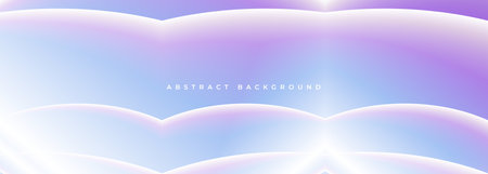 Wide vector purple and blue abstract background with white transparent waves. Holographic vector illustrationのイラスト素材