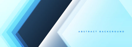 Blue modern abstract wide banner with arrow shapes. White and blue abstract background. Vector illustrationのイラスト素材