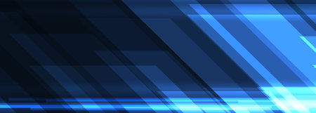 Dark blue technology abstract background with geometric diagonal lines. Vector illustration wide bannerのイラスト素材