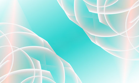 Turquoise abstract background with transparent lines and shapes. Vector illustrationのイラスト素材