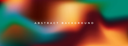 Orange and green holographic background. Blurred soft blend color gradation minimalist banner. Abstract yellow and green liquid gradient creative background. Vector illustration.のイラスト素材