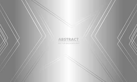 Luxury abstract background with silver gradient lines triangle arrows and shadows. Modern light silver color wide metallic banner with angles. Futuristic geometric vector abstract backdrop.のイラスト素材