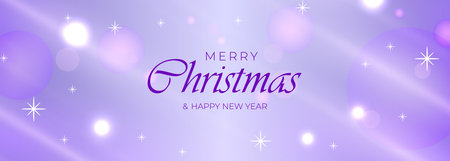 Merry Christmas and happy new year festive vector abstract background with bokeh light effect on wide banner. Holiday glowing lights with sparkles. Festive defocused lights. Vector illustrationのイラスト素材
