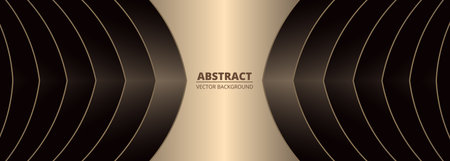 Dark brown and gold luxury abstract striped background with elegant golden lines. Vector illustrationのイラスト素材