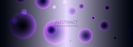 Dark grey geometric abstract background with purple circles. Vector illustration wide banner.のイラスト素材
