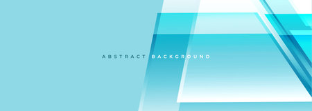 Blue wide abstract background with geometric shapes. Turquoise modern abstract banner. Vector illustrationのイラスト素材