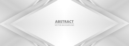 Abstract geometric wide metallic background with silver gradient lines, frame, arrows and shadows. Elegant luxury silver color banner. Vector illustrationのイラスト素材