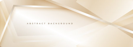 Soft gold modern abstract background with stripes and geometric diagonal lines. Vector illustration golden wide bannerのイラスト素材