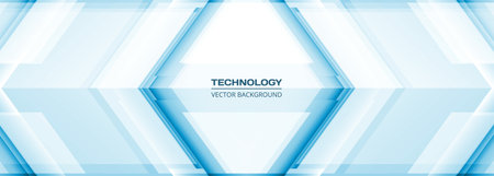 Technology 3D light blue wide abstract background with rhombus frame. Digital hi tech abstract geometric modern gaming banner design. Vector illustrationのイラスト素材