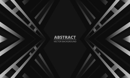 Geometric abstract wide horizontal banner with gray and black lines and shapes. Modern futuristic horizontal abstract wide background. Vector illustration.のイラスト素材
