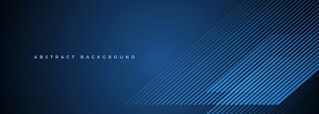 Dark blue abstract modern background with blue glowing stripes. Futuristic technology concept banner...
