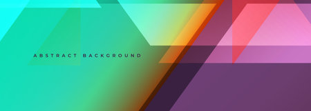 Green and purple modern abstract wide banner with geometric shapes. Turquoise and violet abstract background. Vector illustrationのイラスト素材