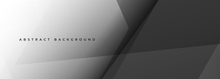 Grey modern abstract wide banner with lines and geometric shapes. Dark gray abstract background. Vector illustrationのイラスト素材