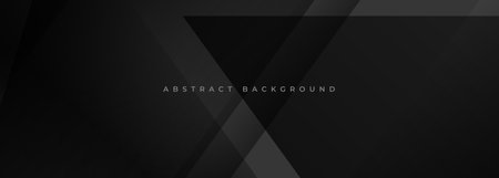 Dark gray modern abstract wide banner with lines and geometric shapes. Grey abstract background. Vector illustrationのイラスト素材