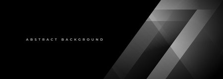 Black and grey modern abstract wide banner with lines and geometric shapes. Gray and black business corporate presentation abstract background graphic design. Vector illustrationのイラスト素材