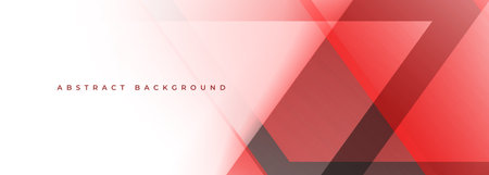 White and red wide abstract background with geometric shapes. Red and white modern abstract banner or email signature backdrop. Vector illustrationのイラスト素材