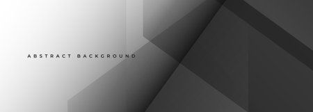 Grey modern abstract wide banner with lines and geometric shapes. Dark gray abstract background. Vector illustrationのイラスト素材