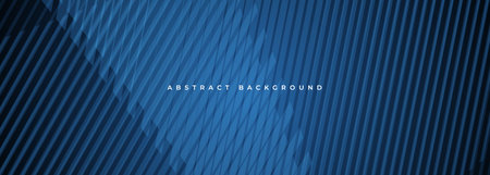 Abstract modern dark blue background with geometric stripes. Futuristic corporate concept horizontal banner design. Vector illustration blue wide background with lines.のイラスト素材