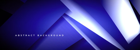 Dark blue and white modern abstract wide banner with geometric shapes. Dark blue abstract background...
