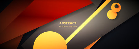 Brown and red colored modern wide abstract background design. Dark horizontal banner with geometric...