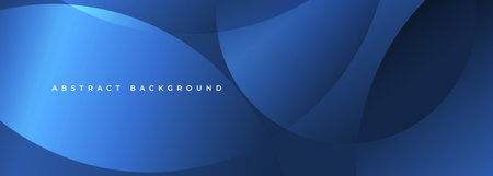 Blue abstract background with circles and curves. Wide vector illustration modern graphic design banner template for presentation, annual report, corporate background, business card, flier or cover.のイラスト素材