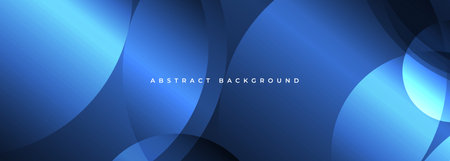 Blue abstract background with circles and curves. Wide vector illustration modern graphic design banner template for presentation, annual report, corporate background, business card, flier or cover.のイラスト素材
