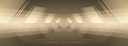 Abstract golden arrows on gold background. Vector illustration wide bannerのイラスト素材