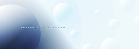 White and blue modern abstract wide banner with circles shapes. Abstract blue and white background. Vector illustrationのイラスト素材