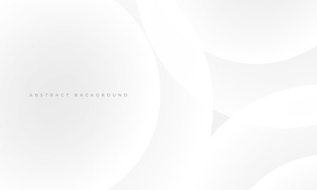 White abstract modern geometric background with circles. Circle effect white and grey vector illustration. Soft gray gradation minimalist composition with rounds.のイラスト素材