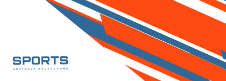 White modern sports banner design with diagonal red and blue lines. Vector abstract illustration sports background.のイラスト素材