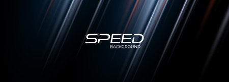 Dark modern abstract background with bright glowing movement and high-speed light effect. Vector...