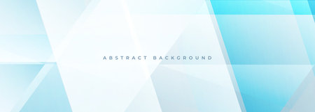 Light blue modern abstract wide banner background with geometric shapes. Vector illustrationのイラスト素材