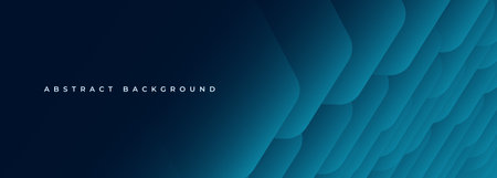Black and blue modern abstract wide banner with diagonal geometric shapes. Dark blue abstract...